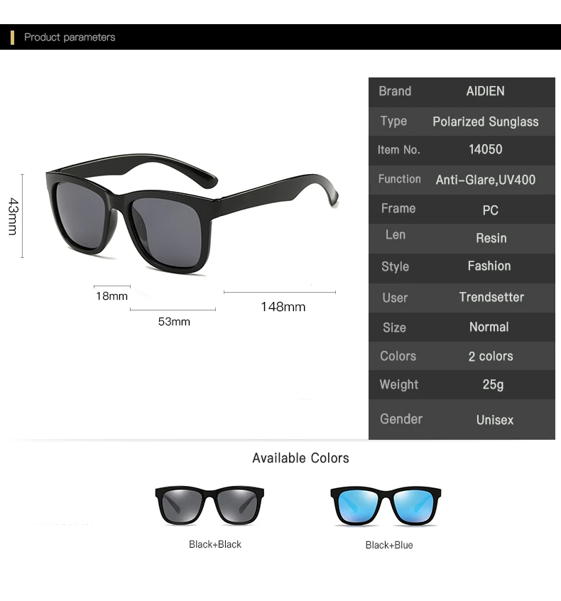 Стиль Aidien поляризованные солнцезащитные очки винтажные Ретро большие квадратные оправы модные очки для вождения мужские и женские тренды UV400