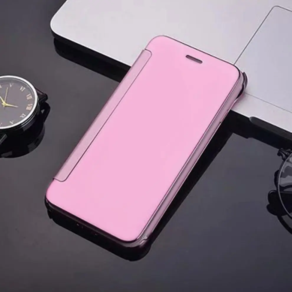 

10 PCS Window Mirror Surface Rose Gold Color Mobile Phone Case Flip Type Hard Shell Protective Cover Holder for ipone6/6s PLUS