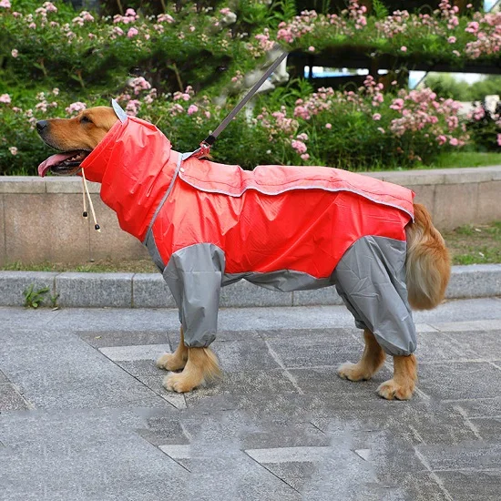 Водонепроницаемый дождевик для больших собак, одежда для больших собак, пальто для домашних животных, дождевик, пончо для средних и больших собак, золотистый ретривер, самойе, для собак - Цвет: Красный