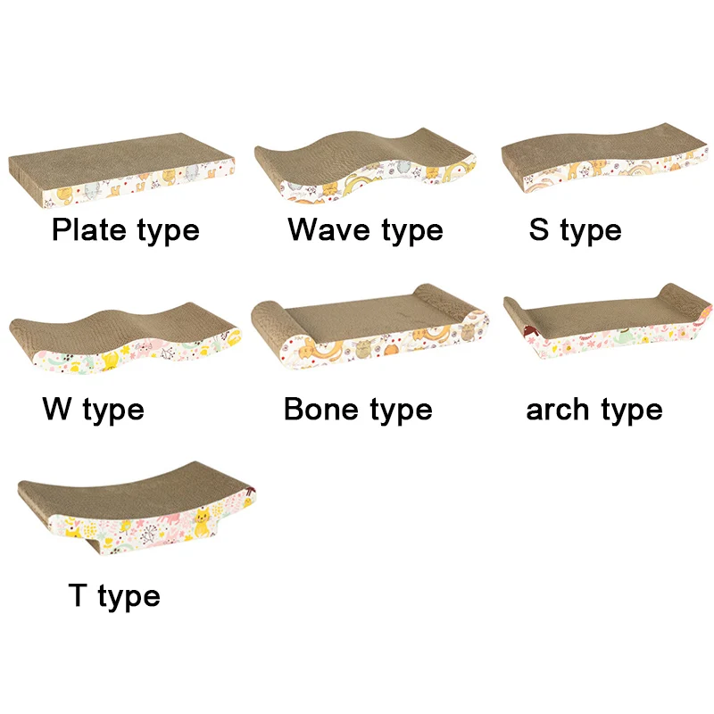 Милые игрушки для кошек, Когтеточка для когтеточки, гофрированный бумажный коврик для кошек 7 форм, шлифовальный скребок для ногтей, коврик