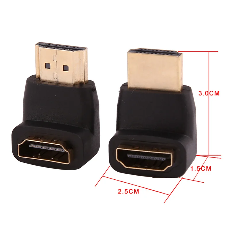 2 шт. hdmi-кабель, адаптер преобразователей 270/90 градусов угол HDMI мужчин и женщин hdmi для 1080 P HDTV Переходный кабель конвертер удлинитель