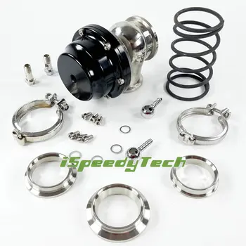 

44mm MVR V44 External Turbo Wastegate V-band Clamps Flangs Kit BLACK