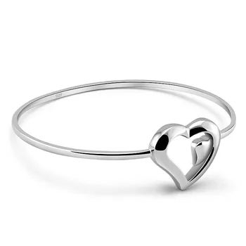 

Charming lady jewelry Newest Simple silver women bracelet Contracted solid 925 silver heart-shaped bracelet Girl silver bracelet