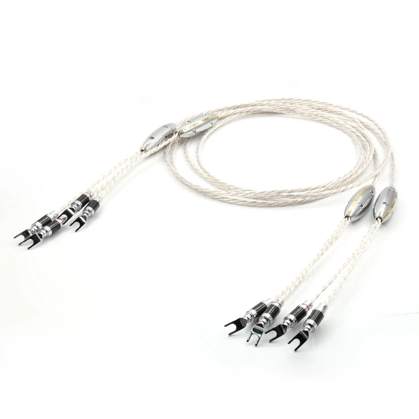 

Free shipping moonsaudio Absolute Dream audio Speaker cables with Carbon fiber Y Spade plugs