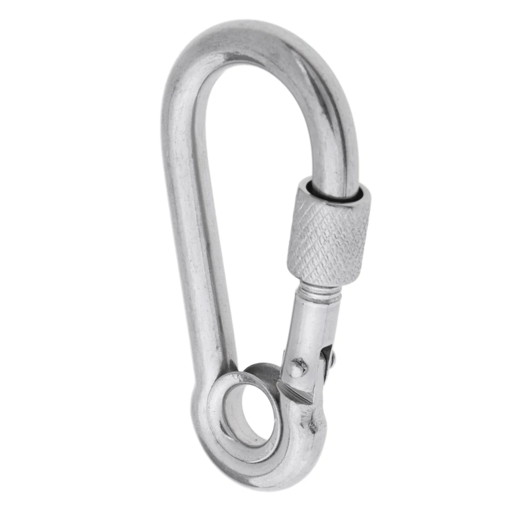 Carabiner Hook Eyelet Secure Lock Gourd Shape 316 Stainless Steel for Camping Hammock Swing Yoga