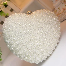 Жемчужный женский вечерний клатч, сумочка на цепочке, Дамская Свадебная вечеринка, свадебные сумки через плечо, сумка для сотового телефона в форме сердца