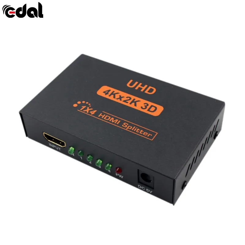 

4 Ports Hub Repeater Amplify Converter 3D 4K*2K Full HD 1080p 1X4 HDMI Splitter Adapter for HDTV with EU US UK AU Power Adapter