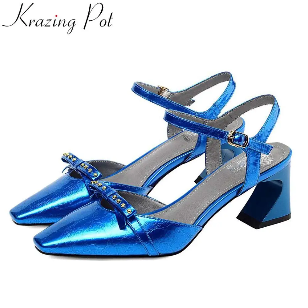 Krazing وعاء خاص جلد البقر مشبك حزام فراشة عقدة الديكور عالية