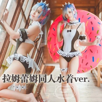 

[Stock] Anime! Re:Life in a different world from zero Ram Rem Fanart Swimsuit+accessories Full Set Free Shipping