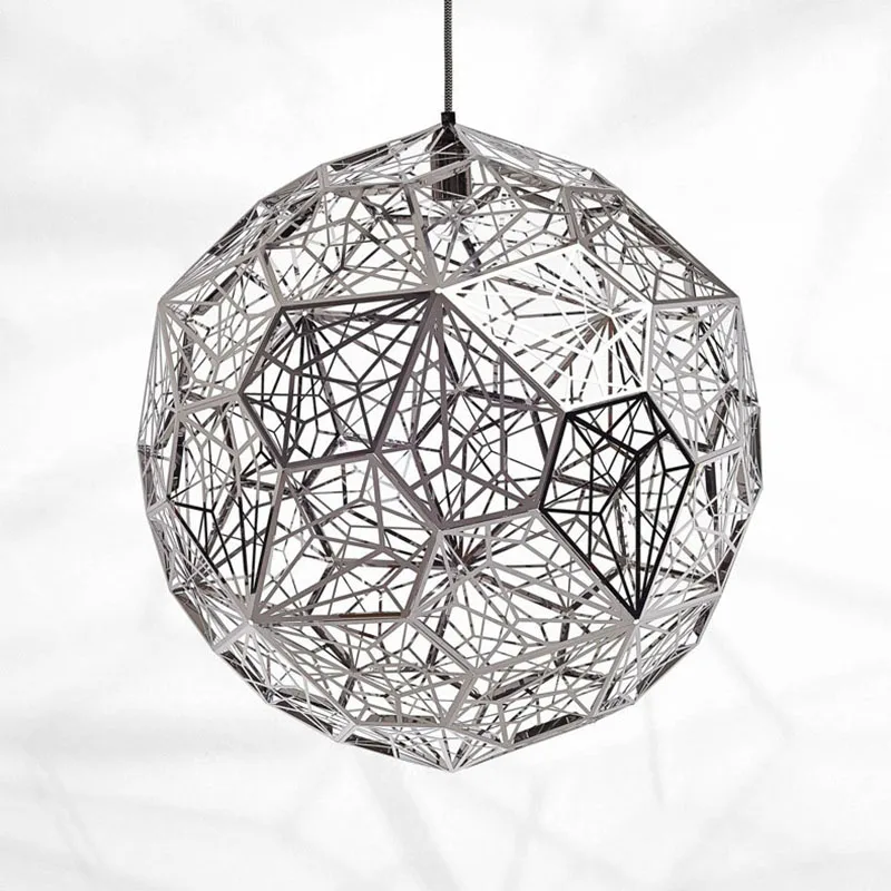 

Stainless steel diamond ball creative mesh restaurant chandelier Postmodern minimalist living room lamp bar restaurant bedroom l