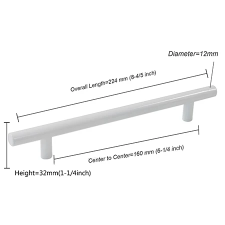 Probrico белый кухонный шкаф ручки T бар дверные ручки для мебели ручка для ящика шкаф комод тянет Отверстие центр 50 мм~ 256 мм