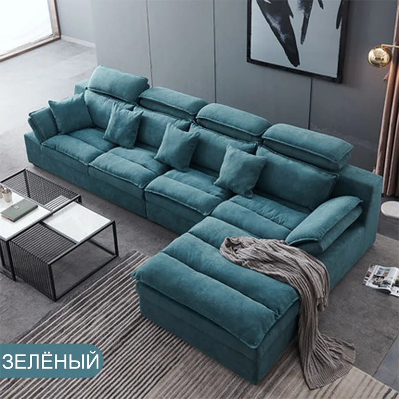 Латексный диван Скандинавская ткань диван-комбинация Гостиная три человека пуховый Съемный и моющийся современный минималистичный
