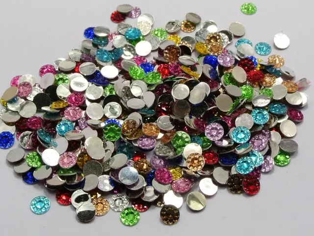 2000 смешанных Цвет Акриловые Flatback Круглый Rhinestone Самоцветы 6 мм Украшения