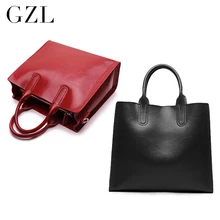 GZL Women genuine leather handbags casual zipper shoulder bags solid color crossbody bag tote female fashion