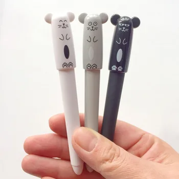 

1X Kawaii Pocket Grey Mouse Gel Pen Rollerball Pen School Supply Student Stationery Black Ink 0.5mm K11