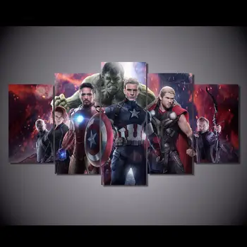 

HD print Marvel Avengers 5 Panel Canvas Print Wall Art Decor Paintings