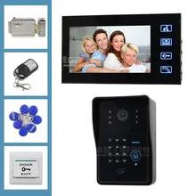 DIYSECUR Llave del Tacto del IR de La Cámara de Control Remoto Código de Contraseña Del Teclado RFID Lector de 7 pulgadas LCD Video Puerta Del Timbre Del Teléfono Intercom sistema