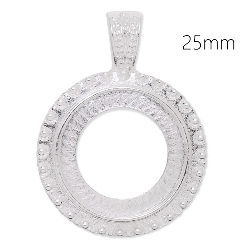 

Silver Plated Vintage Style Metal Alloy Round 25 mm Bezel Blank Pendant Tray Cabochon Setting, 20 pieces/lot-C4207