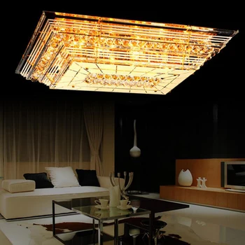 

New LED high-light living room crystal lamp rectangular living room lamp ceiling lamp chandelier lamp led lighting fixture led