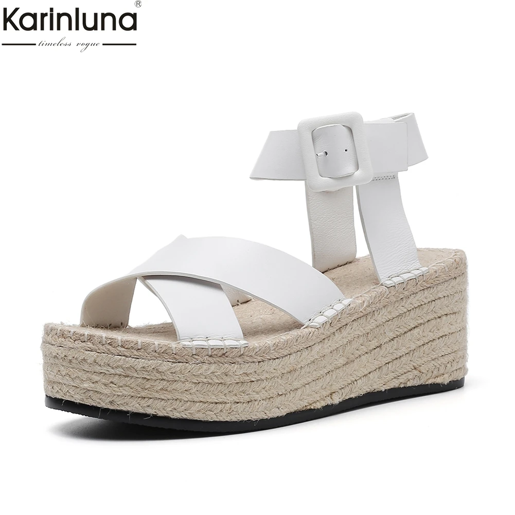 

Karinluna leisure high quality genuine leather women's Shoes Wedges shoes woman andals Party shoes