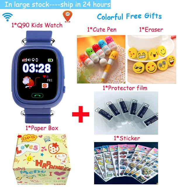 Q90 детские gps часы умные детские часы для детей Wmart детские часы с местоположением SOS устройство отслеживания вызовов PK Q528 Q100 - Цвет: Dark blue package 1