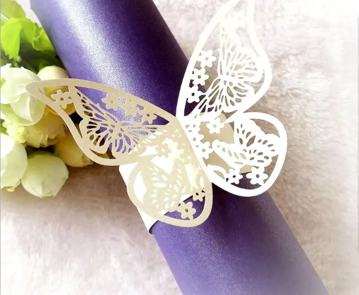 

Love paper flower Butterfly towel buckle White napkin ring Pink hollow paper ring Paper buckle