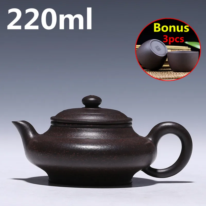 

Chinese Teapots Ceramic Yixing Teapot Set Handmade Porcelain ZiSha Tea Pot Purple Clay Teapots Bonus 3 Tea Cups Gift Box