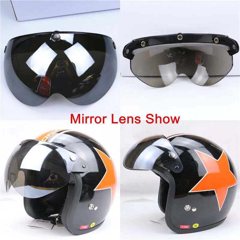 Professional W shape Motorcycle Helmet Glass 3/4 Open face helmet visor 3 pin helmet windshield 5 color available