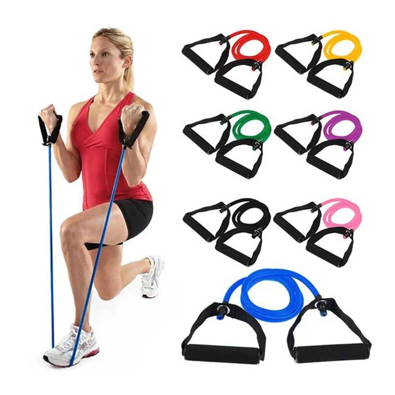 

120CM Single Resistance Band Exercise Tube - With Door Anchor and Manual For Resistance Training Physical Therapy Home Workouts