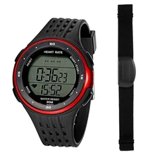 Top Deals Fitness Sport Smart Watch Pulse Heart Rate Monitor & Chest Strap Color:Red/Black