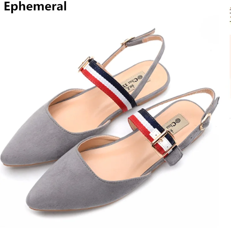 melhor Senhoras Patchwork Sandálias com Fivela de Cinta Coberta Toe Flat Shoes Verão Marca Inferior Macio Efêmero Plus Size 48 34 rebanho Cinza