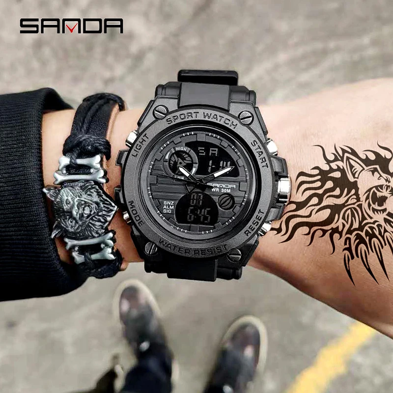 

SANDA Top Brand Luxury Military Army Men Quartz Watch New Men's Sports Watches Men Waterproof S Shock Clock relogio masculino