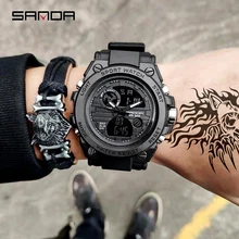 SANDA Top Brand Luxury Military Army Men Quartz Watch New Men's Sports Watches Men Waterproof S Shock Clock relogio masculino top luxury brand sanda men sport watches men s quartz led analog clock man military waterproof wrist watch relogio masculino new