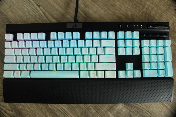 MP108/87 клавиши градиентной цветовой подсветки PBT Keycap для Corsair STRAFE K65 K70 logitech G710+ Проводная USB механическая клавиатура Keycap - Цвет: Blue