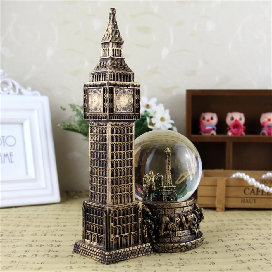 Europe Big Ben Model Lighting Crystal Ball Resin Home Decoration Birthday Christmas Children Wedding Living Room Luxury Gift (12)