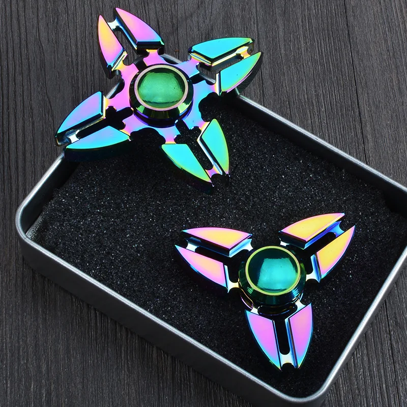 10 PCS De Metal Tri Spinner Fidget Legal Finget spinner spinner Brinquedos Descompressão Colorido fidget EDC Gyro Brinquedos spiner
