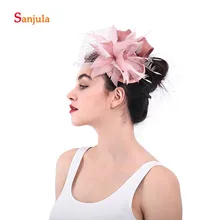 Ручной работы для девочек танцевальные льняные аксессуары для волос шляпы перья тюль Цветок острый невесты головные уборы tocado sombrero H52