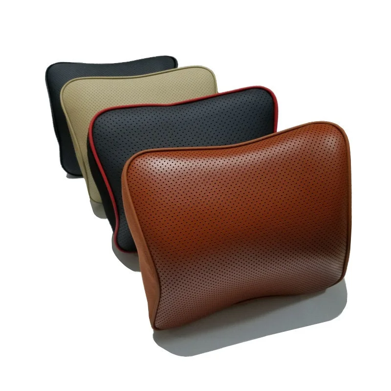 Car pillow headrest head restraint Real leather Neck Pillow for Travel Best Memory Foam auto
