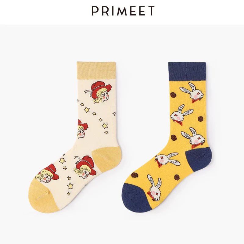 Харадзюку корейские кавайные забавные Женские носочки уличная одежда в стиле хип-хоп японские Мультяшные милые носки с животным принтом кролик подарок средняя труба ins