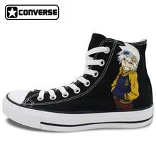 Negro Converse Chuck Taylor Anime Soul Eater Diseño Pintado A Mano Zapatos Hombre Mujer High Top Zapatillas de Lona Hombres Mujeres Cosplay