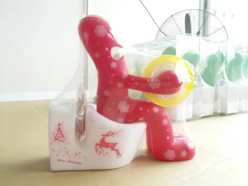 

The Butt Station - Desk Accessory: Tape Dispenser Pen Memo Holder Clip Storage (Christmas Gift Red With Snowflake )