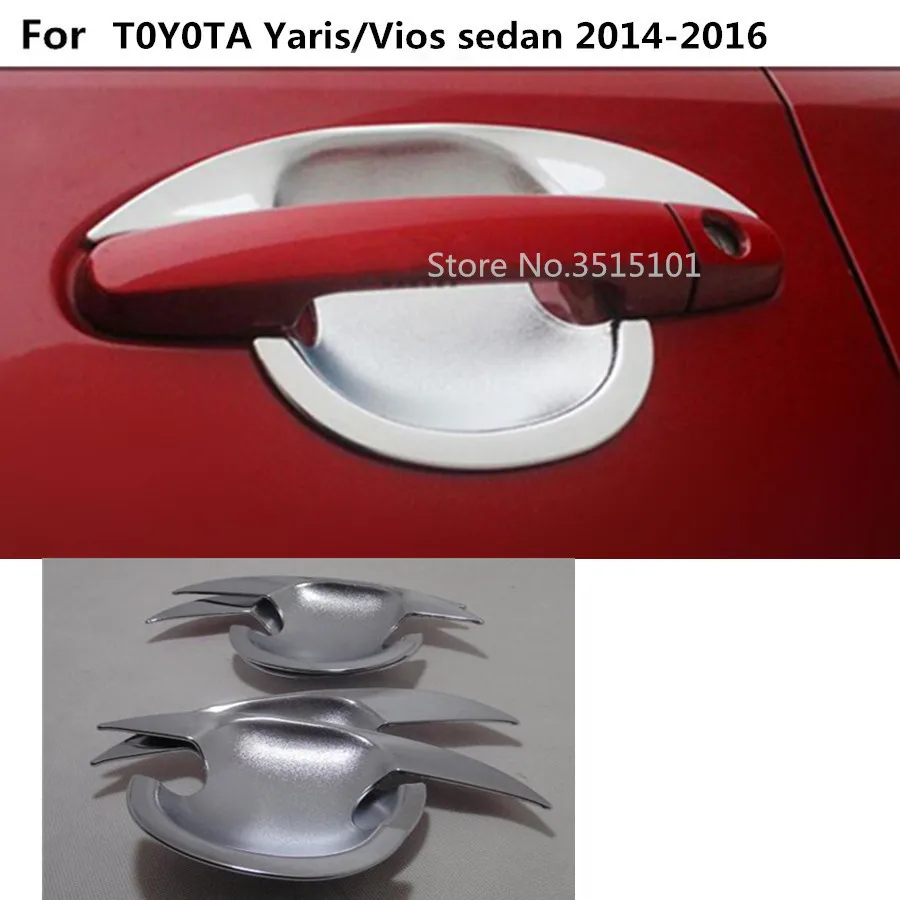 

car body styling cover trim ABS chrome external door bowl stick lamp frame 4pcs For Toyota Vios/Yaris sedan 2014 2015 2016