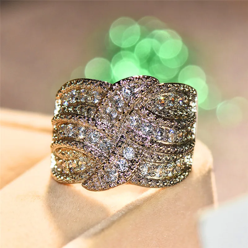 

Luxury Female Small Zircon Stone Ring Crystal Silver Color Bridal Engagement Ring Vintage Wedding Bands Rings For Women