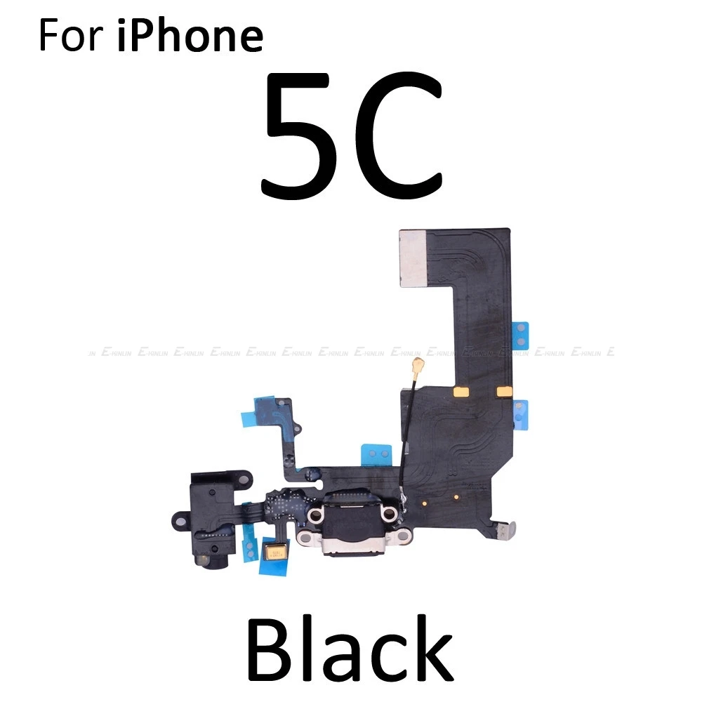 Usb зарядное устройство Порт док-разъем для iPhone 4 5C с микрофоном гибкий кабель, сменная деталь - Цвет: For iPhone 5C Black