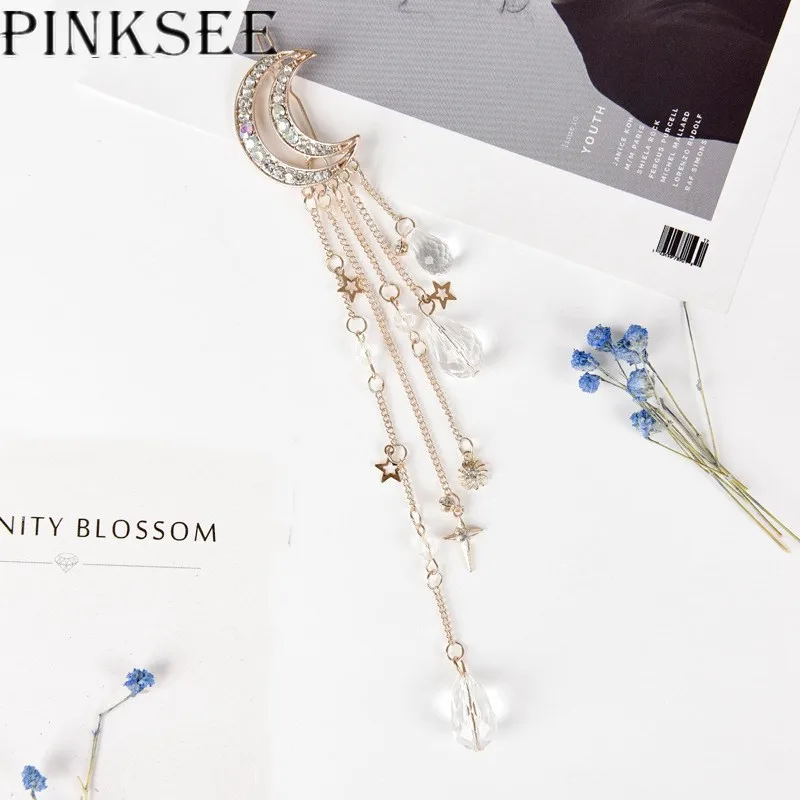 PINKSEE Moon бахрома кисточка цепочка заколка для волос Богемия Свадьба женщин