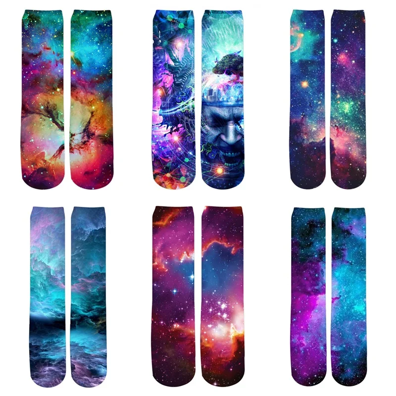 

PLstar Cosmos New Fashion Men/Women 3d Printed Galaxy Ankle Socks Space Starry Moon Sky Socks Autumn Winter Thick Socks