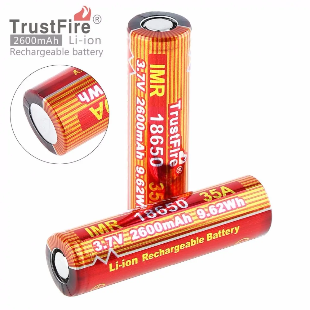 

2pcs 18650 3.7V 35A 2600mAh Li-ion Rechargeable Battery with Safety Relief Valve for LED Flashlight / Bicycle Lamp
