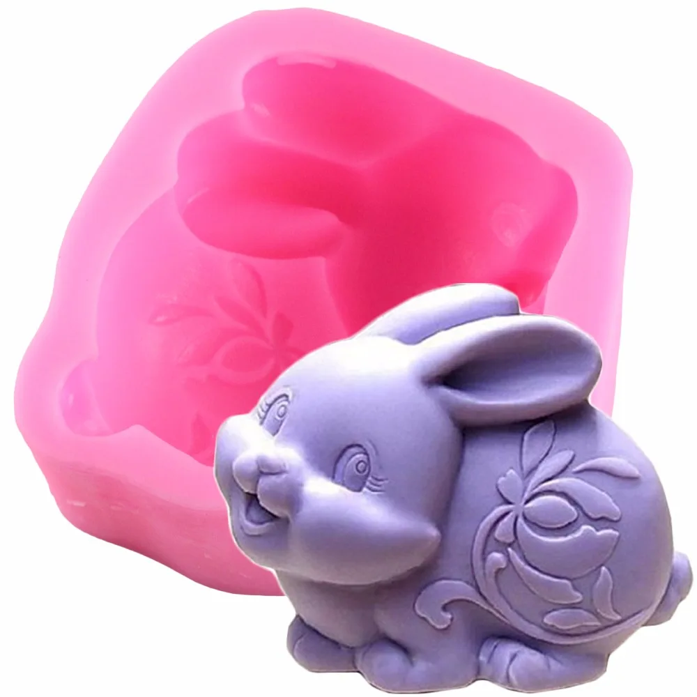 Пасхальный кролик Fondant (сахарная) силиконовая форма 3D Crat мыло формы DIY ручной