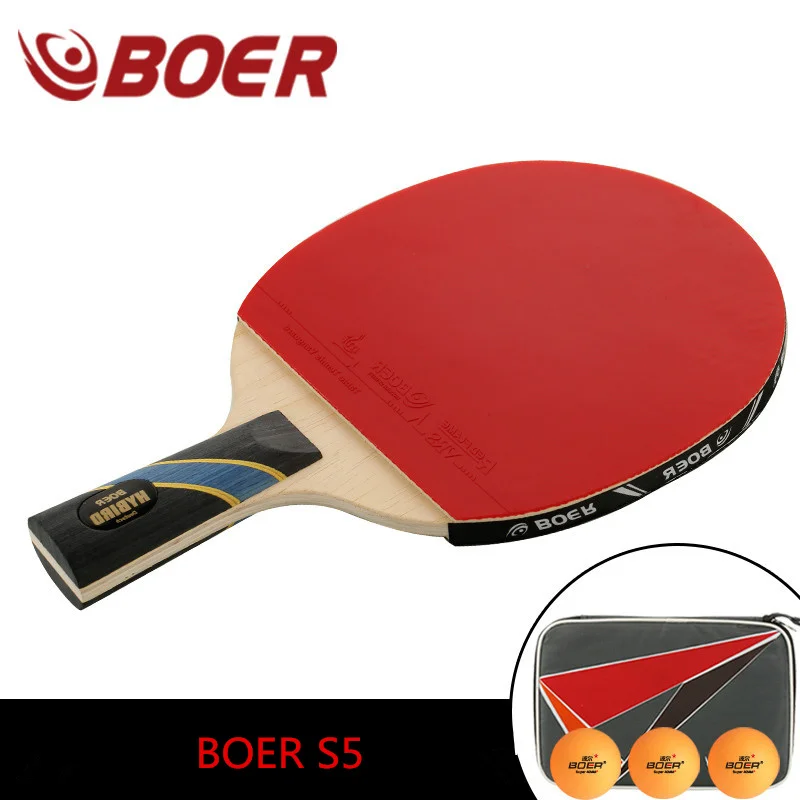 

Boer S5 WRB 7 layers Compound Board Table tennis racket Ddouble Pimples-in rubber Ping Pong Racket tenis de mesa table tennis