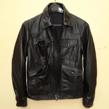 Распродажа качественные мужские повседневные куртки из овечьей кожи, мужские Куртки из натуральной кожи, мотоциклетные байкерские куртки